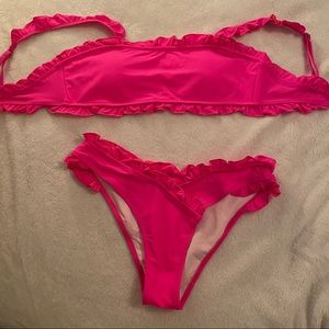 Zaful Pink Ruffle Bikini Set